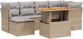 vidaXL Set canapele de grădină, 7 piese, cu perne, bej, poliratan