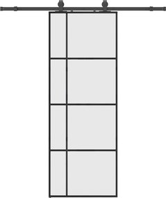 vidaXL Ușă glisantă cu set de feronerie neagră 76x205 cm Sticlă ESG