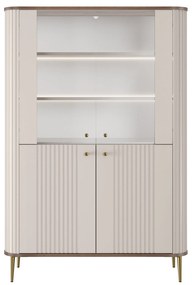 Vitrină Vesper 103 cm - caju / nuc / picioare aurii