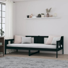 820281 vidaXL Pat de zi, negru, 90x190 cm, lemn masiv de pin