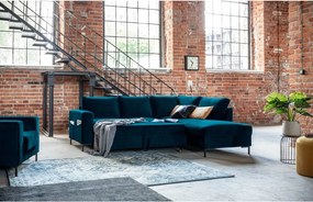 Colțar turcoaz extensibil cu tapițerie din catifea (cu colț pe partea dreaptă) Lofty Lilly – Miuform