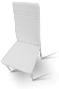 Scaun, piele eco albă/metal alb, COLETA NOVA