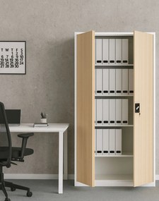 Dulap metalic Geneva alb/stejar sonoma