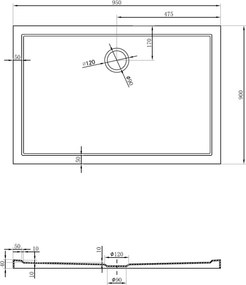 Mexen Flow cadă de duș dreptunghiulară slim 95 x 90 cm, alb lucios - 46R109095