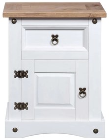 282618 vidaXL Noptieră, alb, 53x39x66 cm, lemn de pin mexican, gama Corona