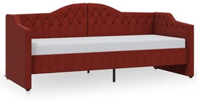 3080295 vidaXL Pat de zi cu saltea & USB, roșu vin, 90x200 cm, textil