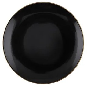Set de masă, 24 piese, negru/auriu, din ceramică de tip stoneware