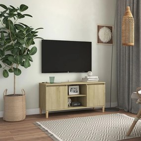 Comoda TV, picioare lemn masiv, stejar sonoma, 103,5x35x50 cm 1, Stejar sonoma