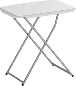 Outsunny Masă Pliantă pentru Camping Portabilă cu Reglaj pe 5 Niveluri Blat HDPE și Cadru Metalic 75x50x73,5 cm Alb | Aosom Romania