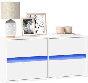 vidaXL Comodă TV de perete cu lumini LED, alb, 100x31x45 cm