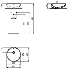 Lavoar pe blat Ideal Standard i.life B alb 40 cm