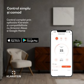 Klarstein Wonderwall 600 Smart, încălzitor pe infraroșu, 60 x 100 cm, 600 W, cronometru săptămânal, IP24, alb