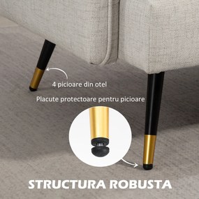 HOMCOM Divano 2 Posti in Tessuto Effetto Lino con Braccioli e Cuscini Imbottiti, Divanetto 2 Posti Moderno con Gambe in Acciaio, per Ufficio, Soggiorno, Salotto e Camera da Letto, 139x68x80 cm, Crema | Aosom Romania