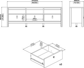 Comodă TV neagră 151x54 cm Madrid – Tvilum