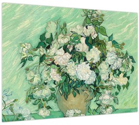 Tablou pe sticlă - Vincent van Gogh, Roses, reproducere (70x50 cm)