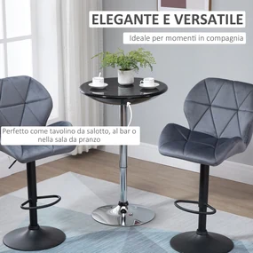 HOMCOM Masă Rotundă Bar cu Plan Rotativ, Înălțime Ajustabilă, Oțel, Φ61x76-97cm, Negru | Aosom Romania