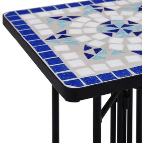 Masa laterala cu mozaic, albastru si alb, ceramica 1, Albastru