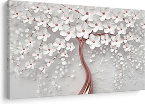 Tablou - Imaginea copacului alb cu flori albe, rosegold (90x60 cm)