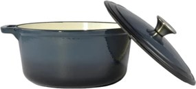 Oala fonta emailata cu capac, 24 cm 4 L, albastra Perfect Home 55001, retine foarte bine caldura, functioneaza pe toate tipurile de plita