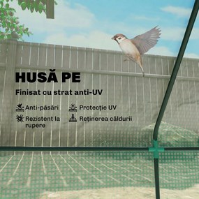 Outsunny Seră de Grădină cu 2 Ferestre Laterale și Fereastră Centrală Rulantă, din Oțel, PE și PP, 240x90x90 cm, Verde | Aosom Romania