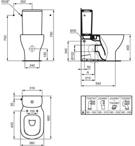 Vas wc stativ Ideal Standard Tesi AquaBlade alb mat back to wall Alb mat