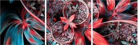 Tablou abstract cu flori exotice (cu ceas) (90x30 cm)