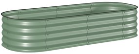 Outsunny Paturi Inaltate Galvanizate pentru Gradina, Cutie Inaltata din Metal cu Margine de Siguranta, pentru Cultivarea Florilor, Ierburilor, Verde