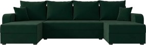 Coltar extensibil in forma de U VALERIO 305x140 cm, verde inchis