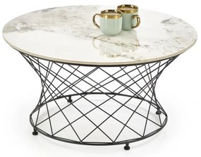 Masuta de cafea Alessia marmura alba/negru ø80/h42 cm