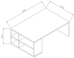 Măsuță de cafea DEFNE 34x90 cm albă/maro