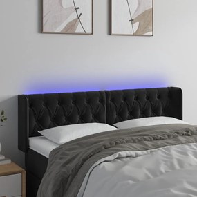 Tablie de pat cu LED, negru, 163x16x78 88 cm, catifea 1, Negru, 163 x 16 x 78 88 cm