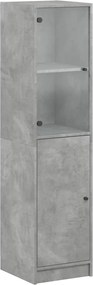 vidaXL Dulap cu ușă din sticlă, gri beton, 35x37x142 cm