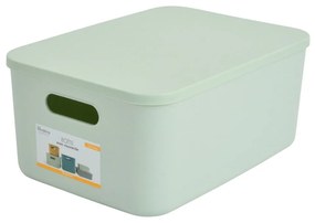 Cutie de depozitare verde-deschis din plastic cu capac 35,5x25,5x16 cm – Homéa