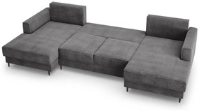Coltar extensibil Fano 6 locuri gri picioare negre – L323 x l174 x h89 cm