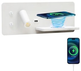 Immax 08285L-LED Aplica LED 3W cu senzor, USB și încărcare wireless, 230V