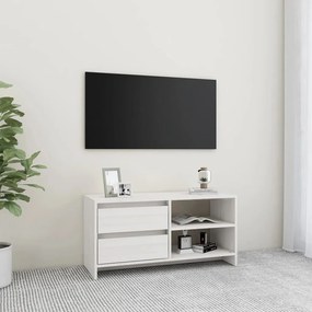 Comoda TV, alb, 80x31x39 cm, lemn masiv de pin 1, Alb