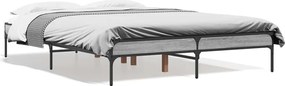 vidaXL Cadru de pat, gri sonoma, 120x190 cm, lemn prelucrat și metal