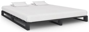 vidaXL Cadru de pat din paleți, gri, 160 x 200 cm, lemn masiv de pin