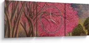Tablou cu copaci înfloriți (cu ceas) (90x30 cm)