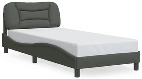 3207745 vidaXL Cadru de pat cu tăblie, gri închis, 90x200 cm, textil