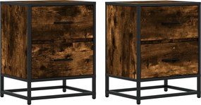 vidaXL Noptiere, 2 buc., stejar fumuriu, 40x31x50 cm, lemn compozit