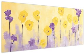 Tablou - Flori mov și galbene (120x50 cm)