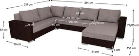 Set canapea universal, maro inchis/maro-gri, BELEN NEW ROH U