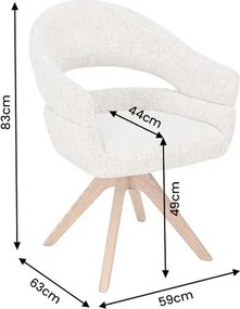 Scaun pivotant, Lemn de stejar, Chenille Bej, ORGANIKO