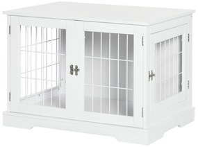PawHut Cușcă pentru câine 2 în 1 masă de suport cu 2 uși cu sistem de siguranță - dim. 76L x 54.5l x 56H cm - Metal și MDF | Aosom Romania