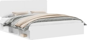 vidaXL Cadru de pat cu headboard Alb 200 x 200 cm Lemn de pin masiv