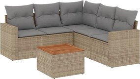 vidaXL Set canapele de grădină cu perne, 6 piese, bej, poliratan