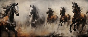 Tablou - Pictură în ulei de cai (120x50 cm)