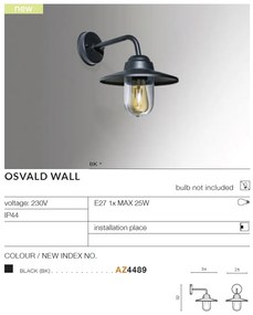 Aplica de perete exterior IP44 OSVALD