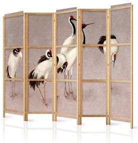 Paravan japonez - Cranes on a grey-pink background